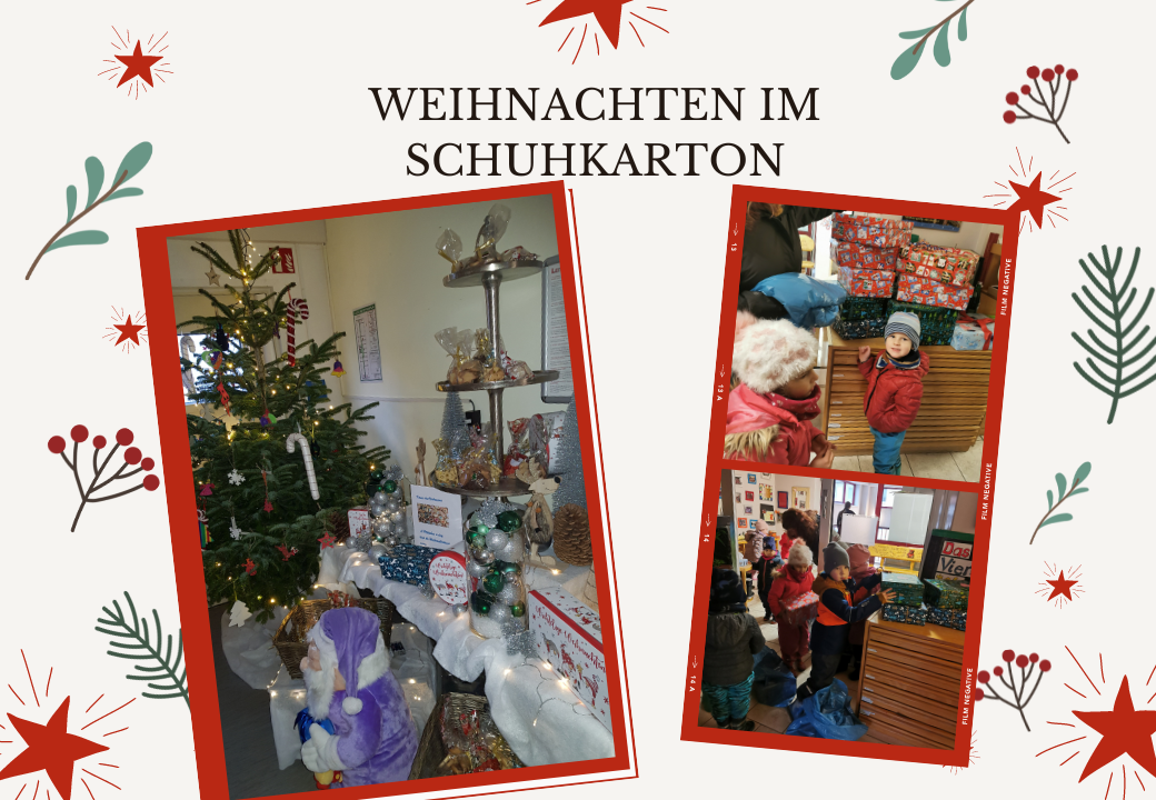 Collage zum Thema Weihnachten im Schuhkarton