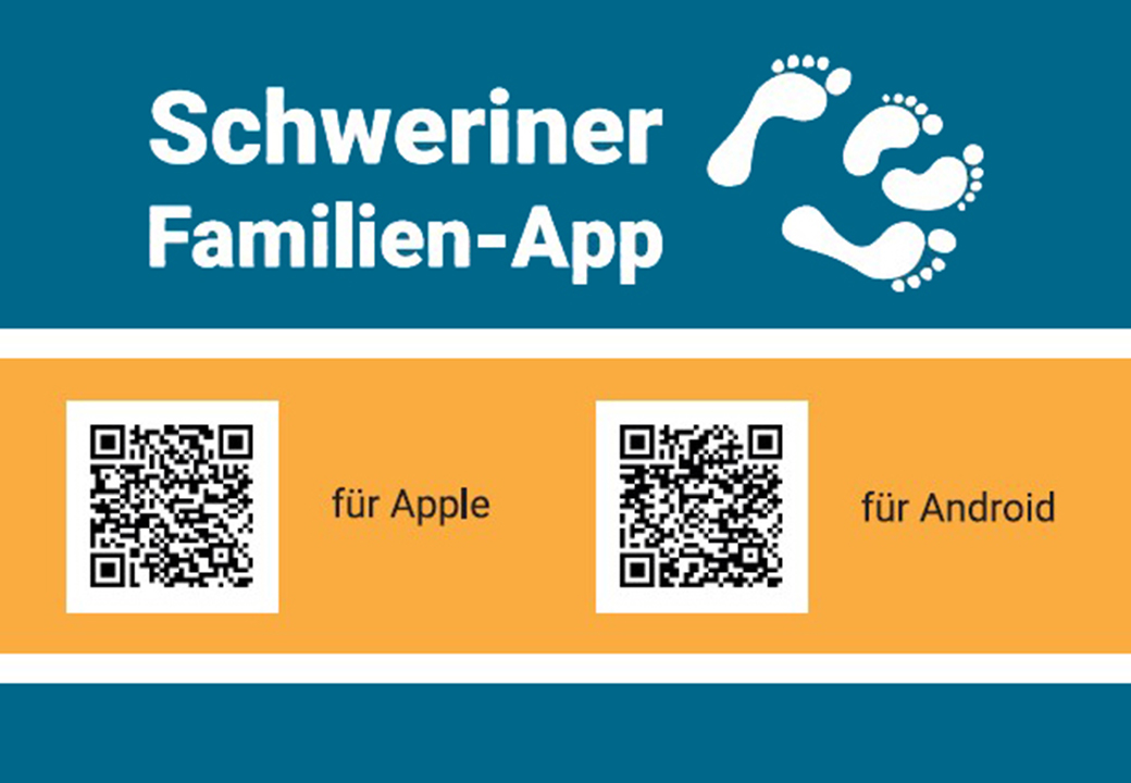 Ein Banner zur Schweriner Familien-App
