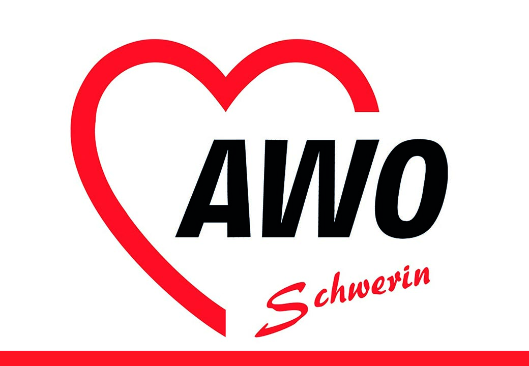 AWO Logo mit Herz und Schriftzug Schwerin