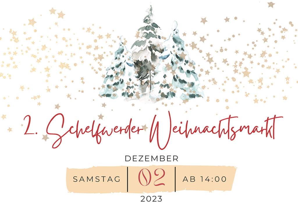 Einladung zum 2. Schelfwerder Weihnachtsmarkt am 2. Dezember 2023 ab 14:00 Uhr.