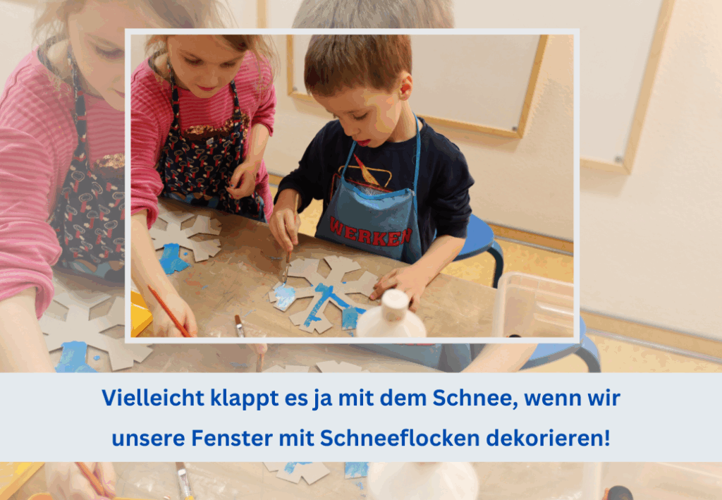Kinder basteln Schneeflocken