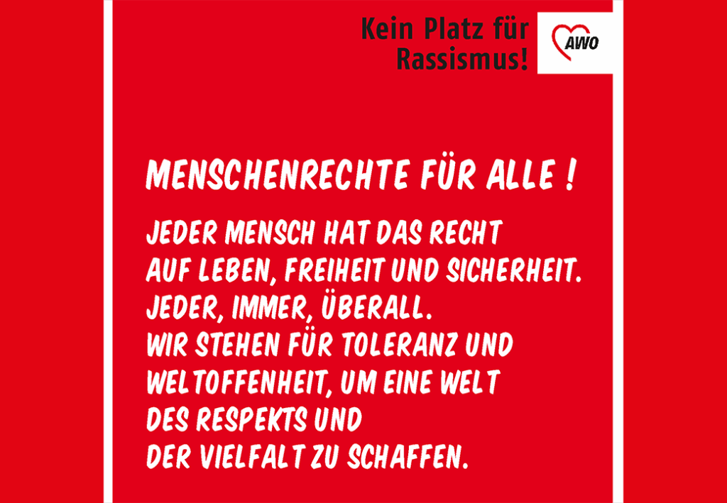Plakat mit der Aufschrift "Menschenrechte f&uuml;r alle"