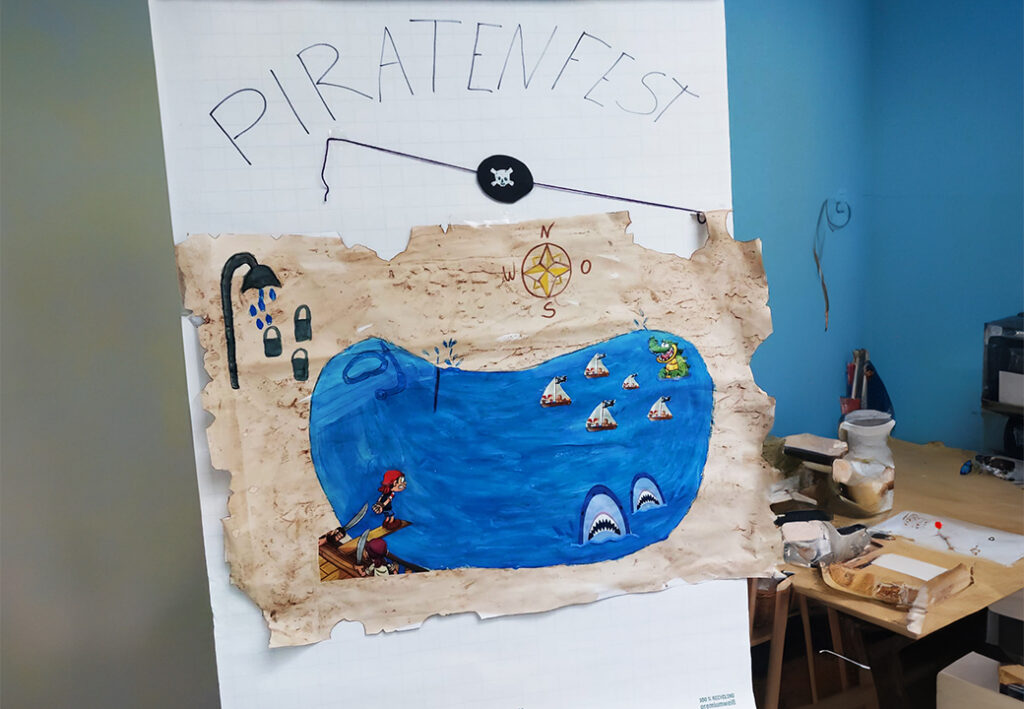Selbstgemachte Karte f&uuml;r ein Kinder-Piratenfest