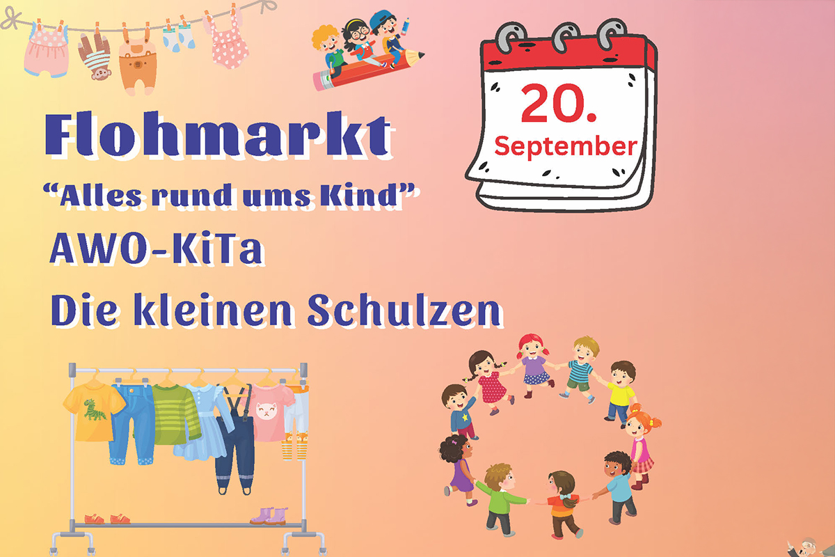 Plakat für einen Flohmarkt der AWO-KiTa