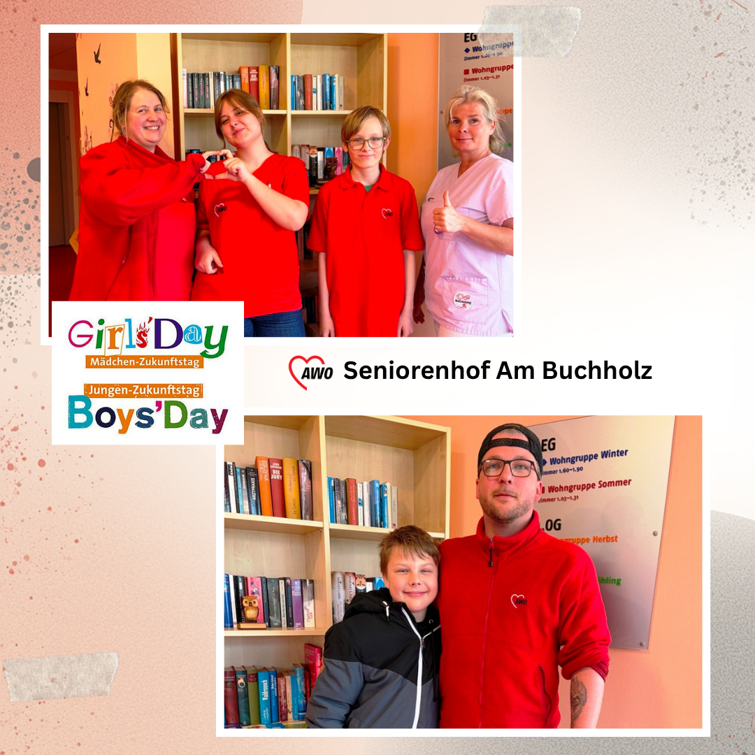 Eine Gruppe von Personen, darunter Jugendliche und Erwachsene, zeigt ein soziales Engagement bei AWO Veranstaltung.