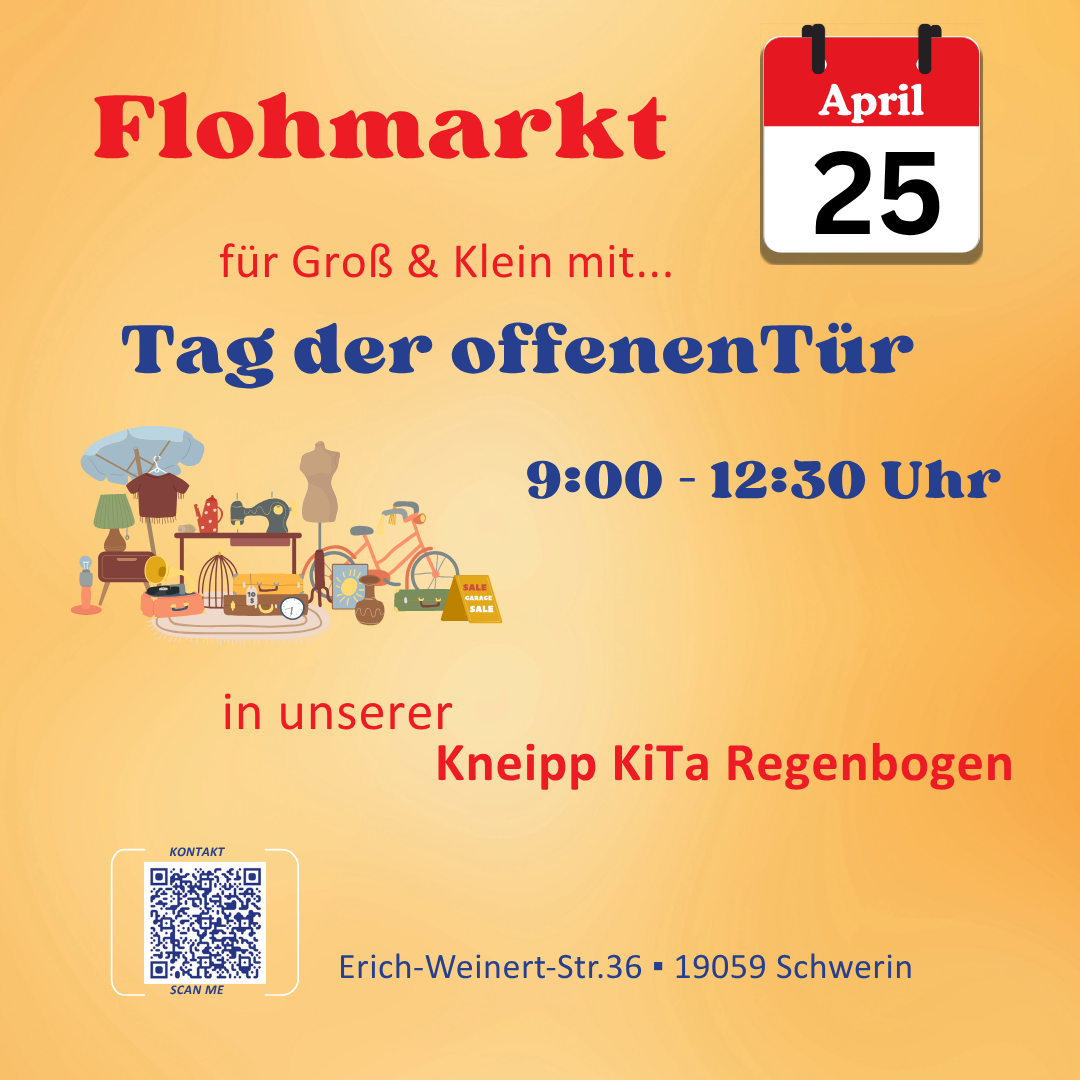 Plakat für einen Flohmarkt mit Tag der offenen Tür