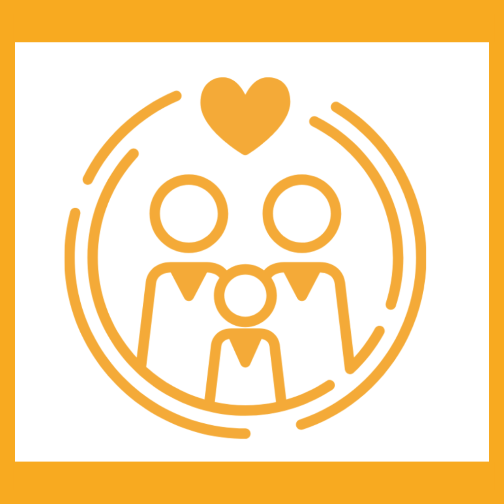 Symbol eines Herzens und einer Familie in einem Kreis