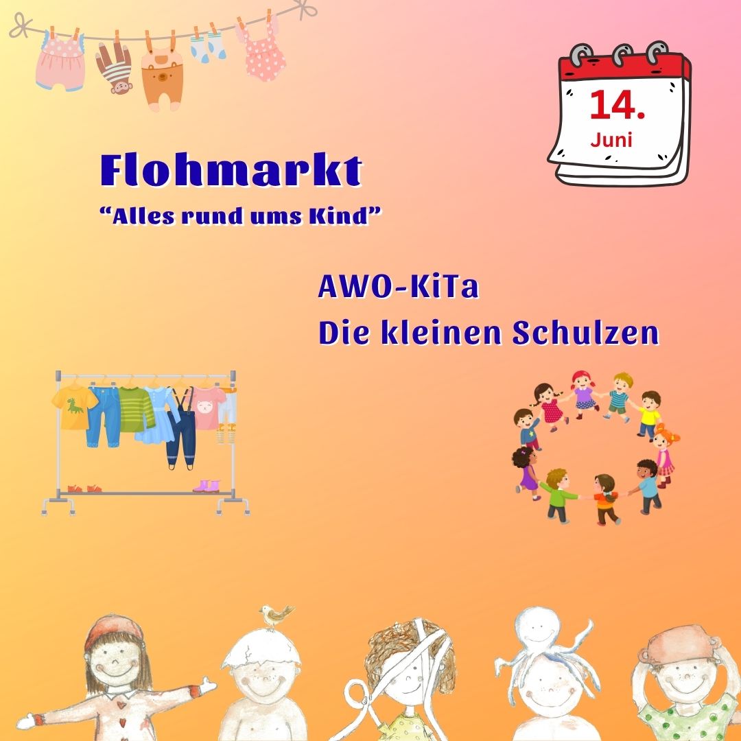 Einladung zu einem Flohmarkt der AWO-KiTa Die kleinen Schulzen.