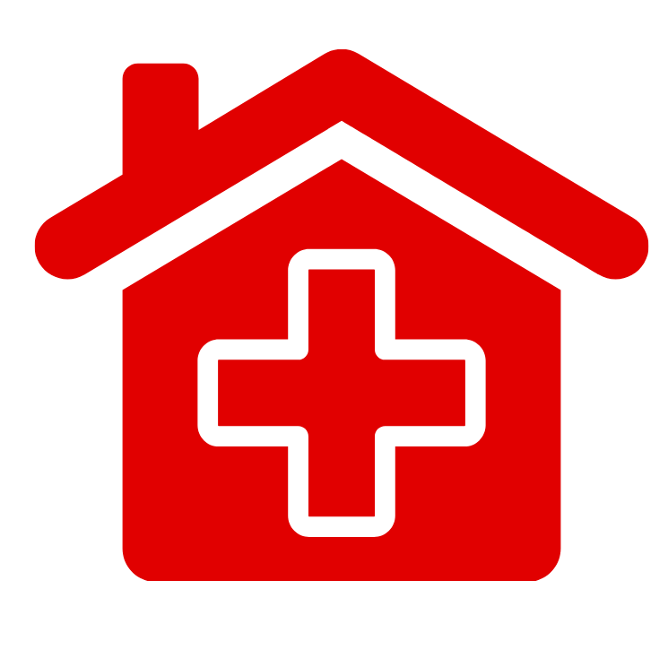 Rotes stilisiertes Symbol für Gesundheitsversorgung
