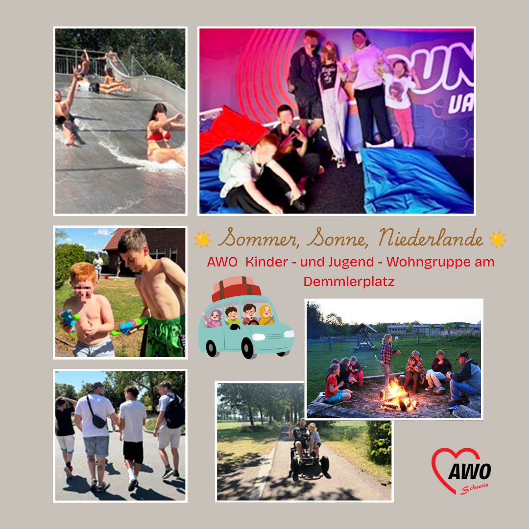 Collage aus Bildern von Kindern und Jugendlichen bei verschiedenen Aktivitäten im Freien.